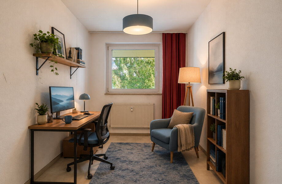 Büro virtuell möbliert