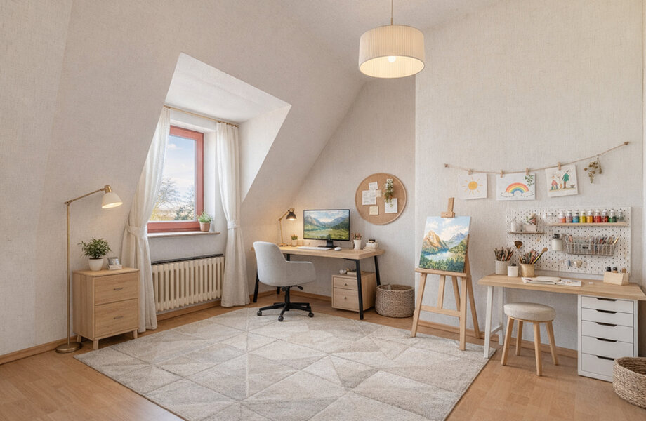 Büro virtuell möbliert